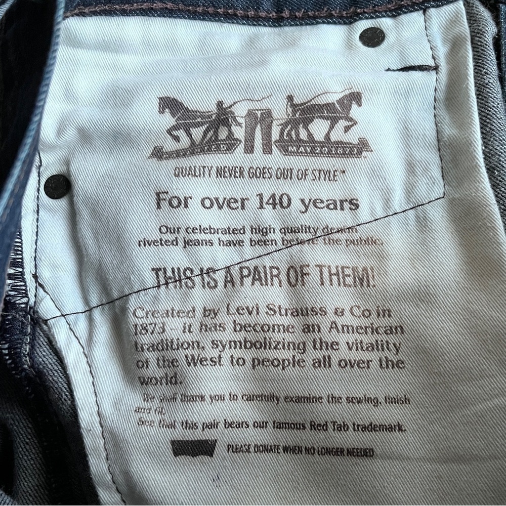 Men’s Levi’s 513 Western Cowboy Dark Wash Straight Leg Jeans Size 33 X 32 - Picture 11 of 11